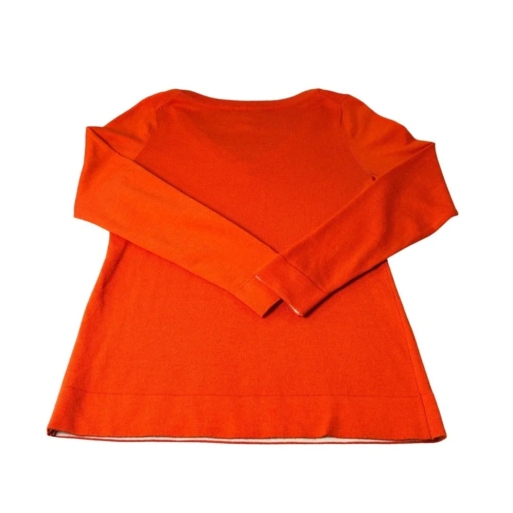 Banana Republic Orange Merino Wool Blend Sweater Womens V‎ Neck Lightweight Knit